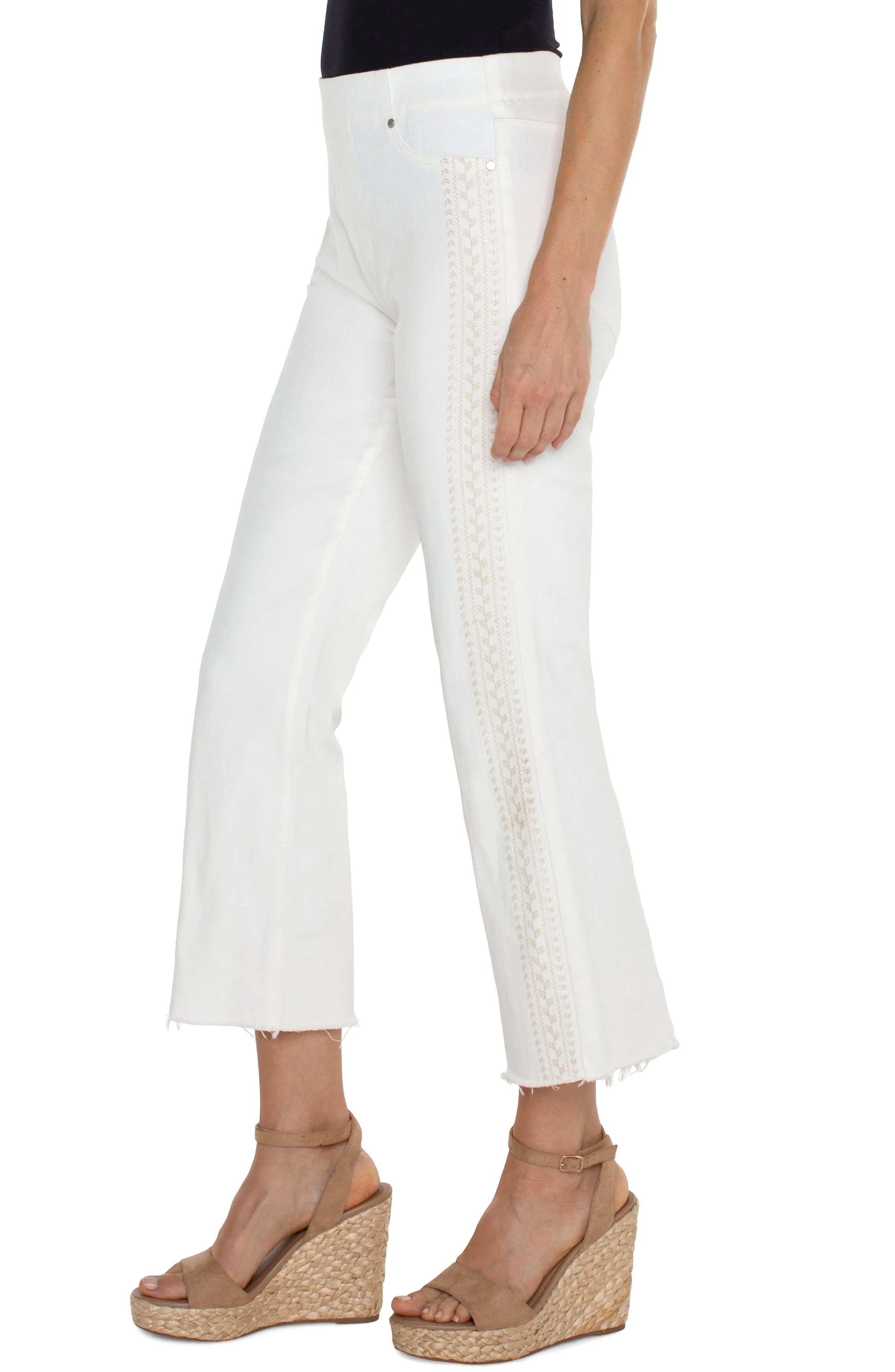 Liverpool Chloe Crop Flare with Fray Hem (Bright White)