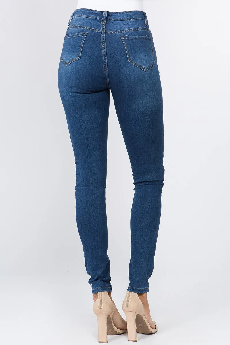 Low Rise Dark Blue Denim Skinny Jeans