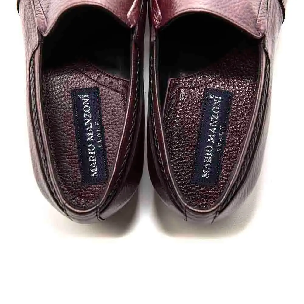 Mario Manzoni Burgundy Genuine Deer Skin Double Gore Slip-On