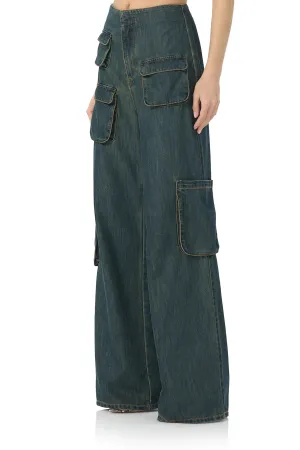 Maxwell Wide Leg Cargo Pant Tinted Wash