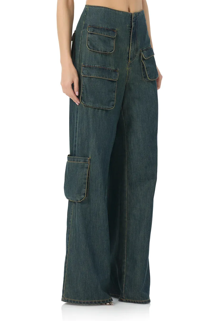 Maxwell Wide Leg Cargo Pant Tinted Wash