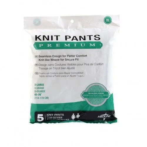 Medline Premium Knit Incontinence Underpants: 20" - 60" 5 Count