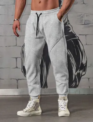 MEN SOLID DRAWSTRING WAIST JOGGERS