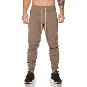 Men's pocket leather zipper track pants