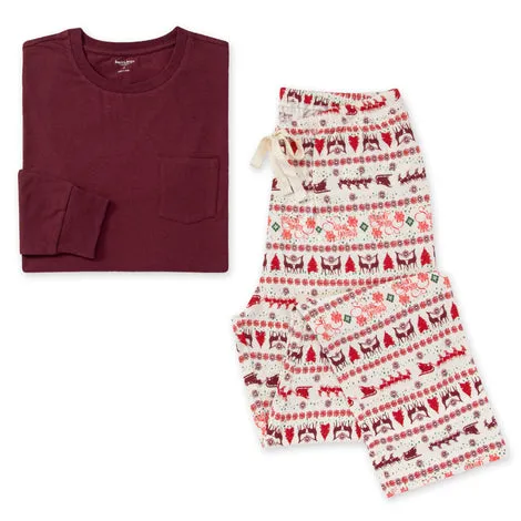 Men's Pocket Tee & Lounge Pant Set - Season's Greetings Fair Isle