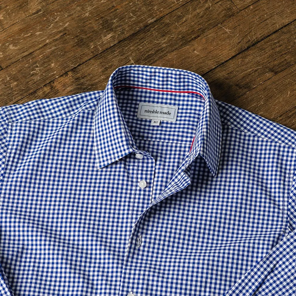 Navy Blue Checked Dress Shirt | The Ming