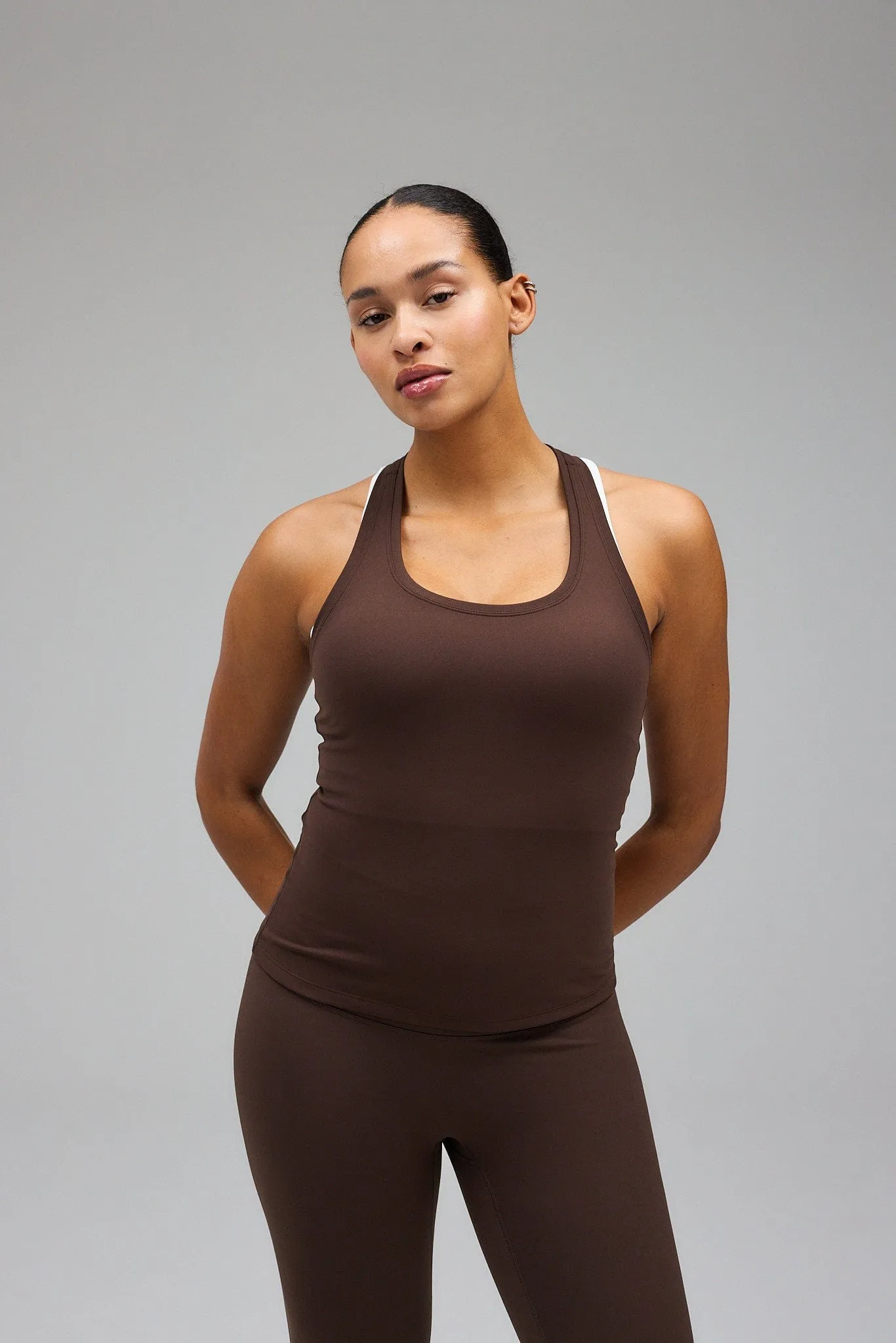 Neaty Racer Tank Top - Pecan Brown