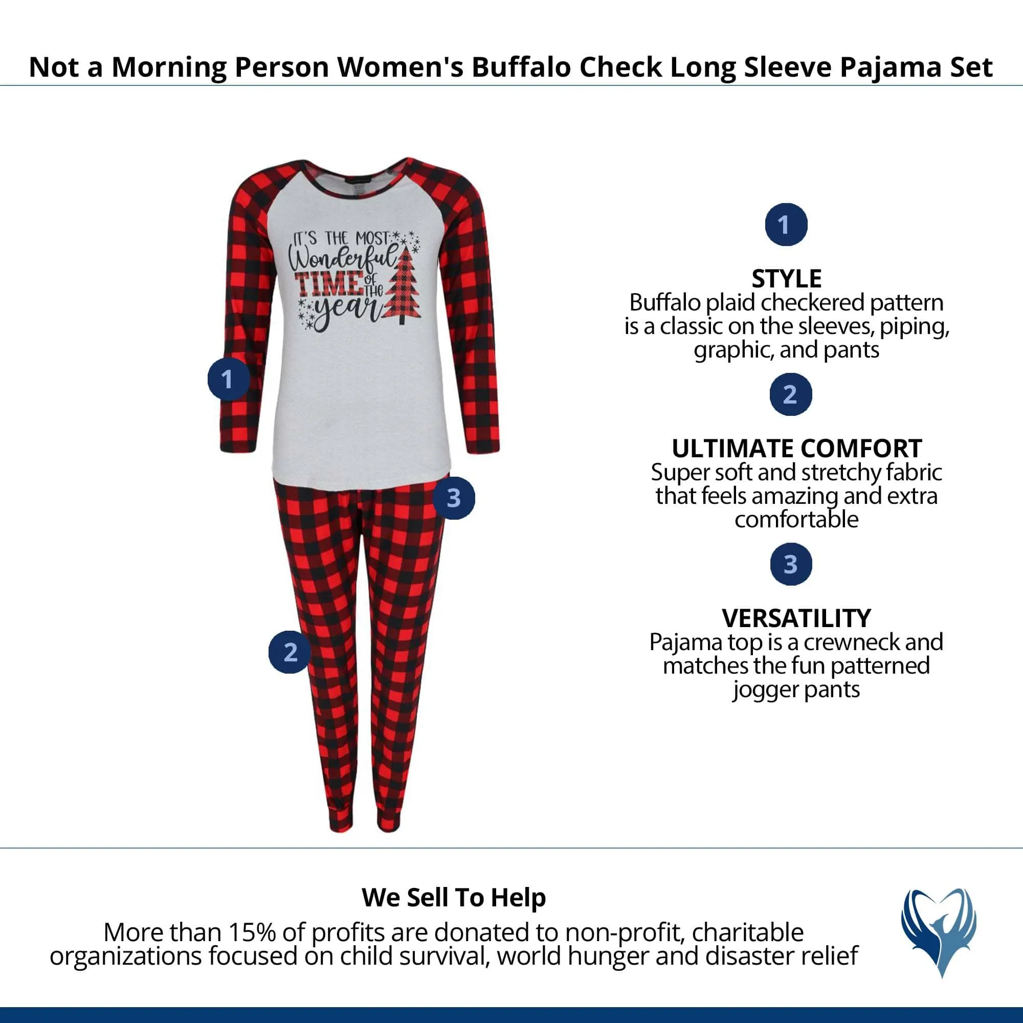 Not a Morning Person Women's Buffalo Check Long Sleeve Pajama Set