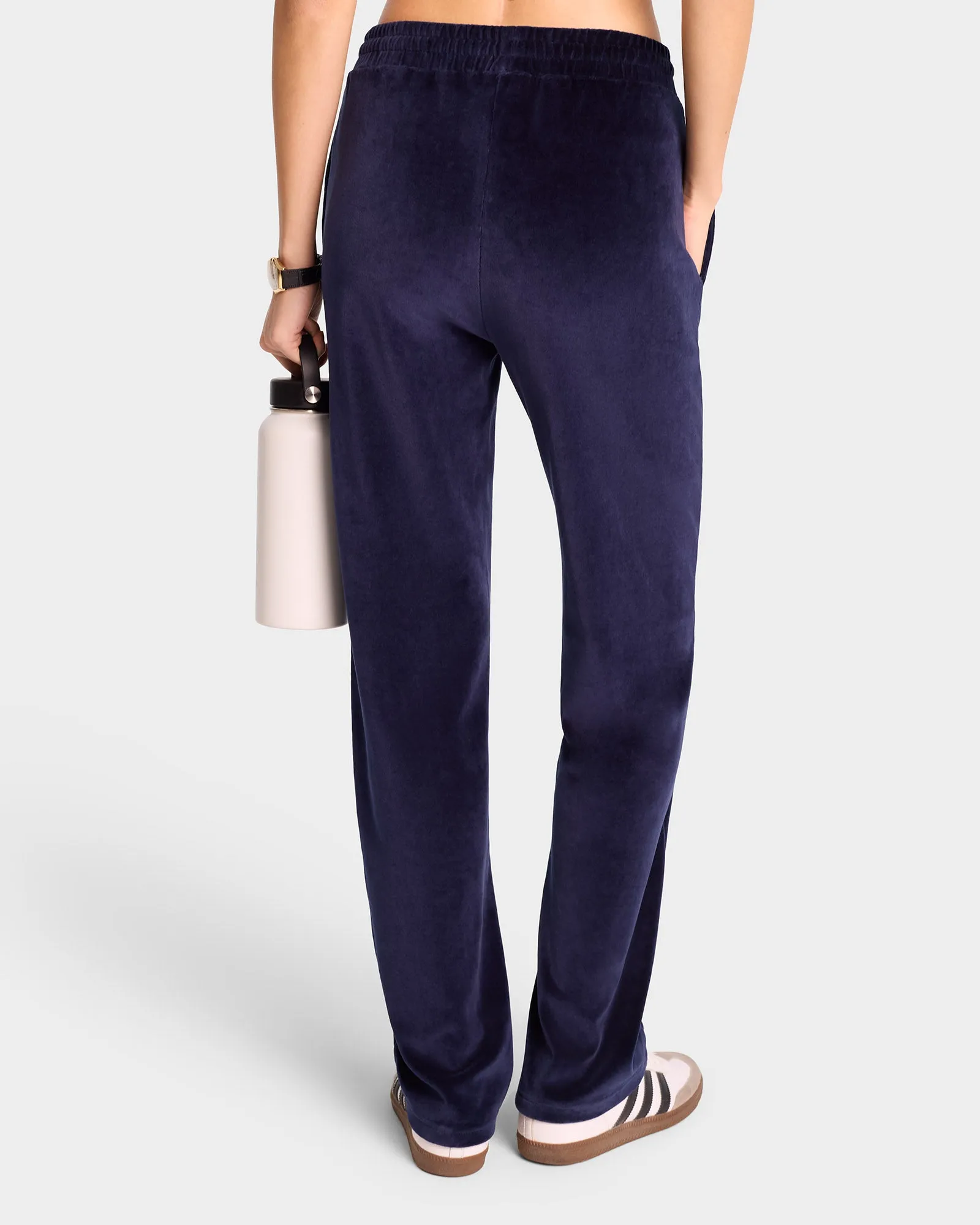 NY Crest Velour Track Pant - Navy/Cream