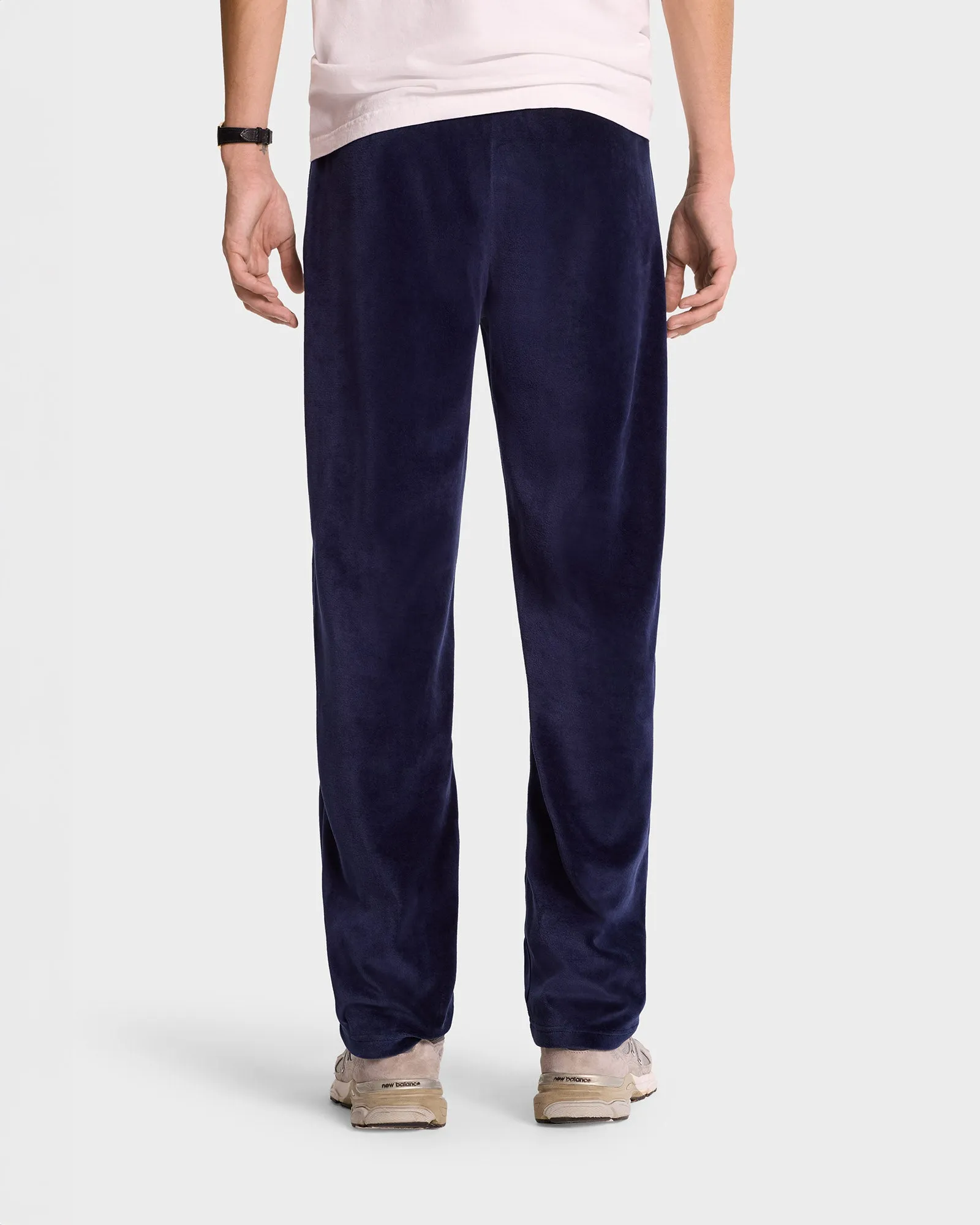 NY Crest Velour Track Pant - Navy/Cream