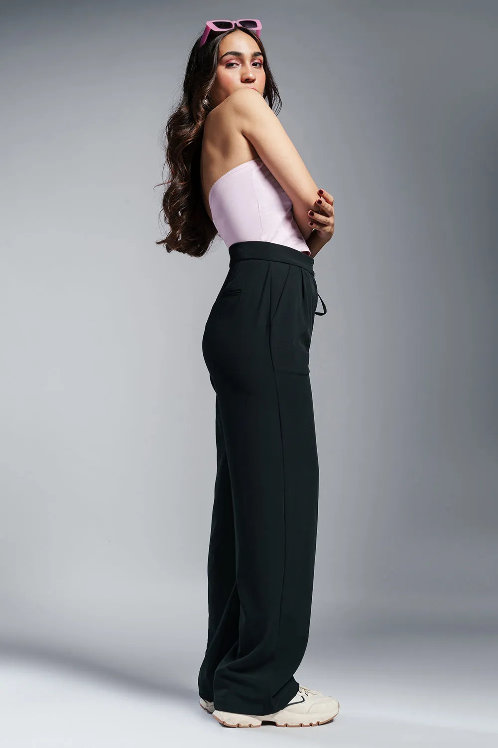 Nyx Black Tie-up Korean Pants