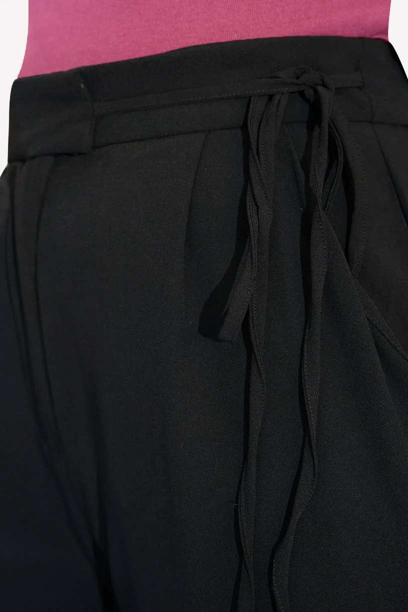 Nyx Black Tie-up Korean Pants