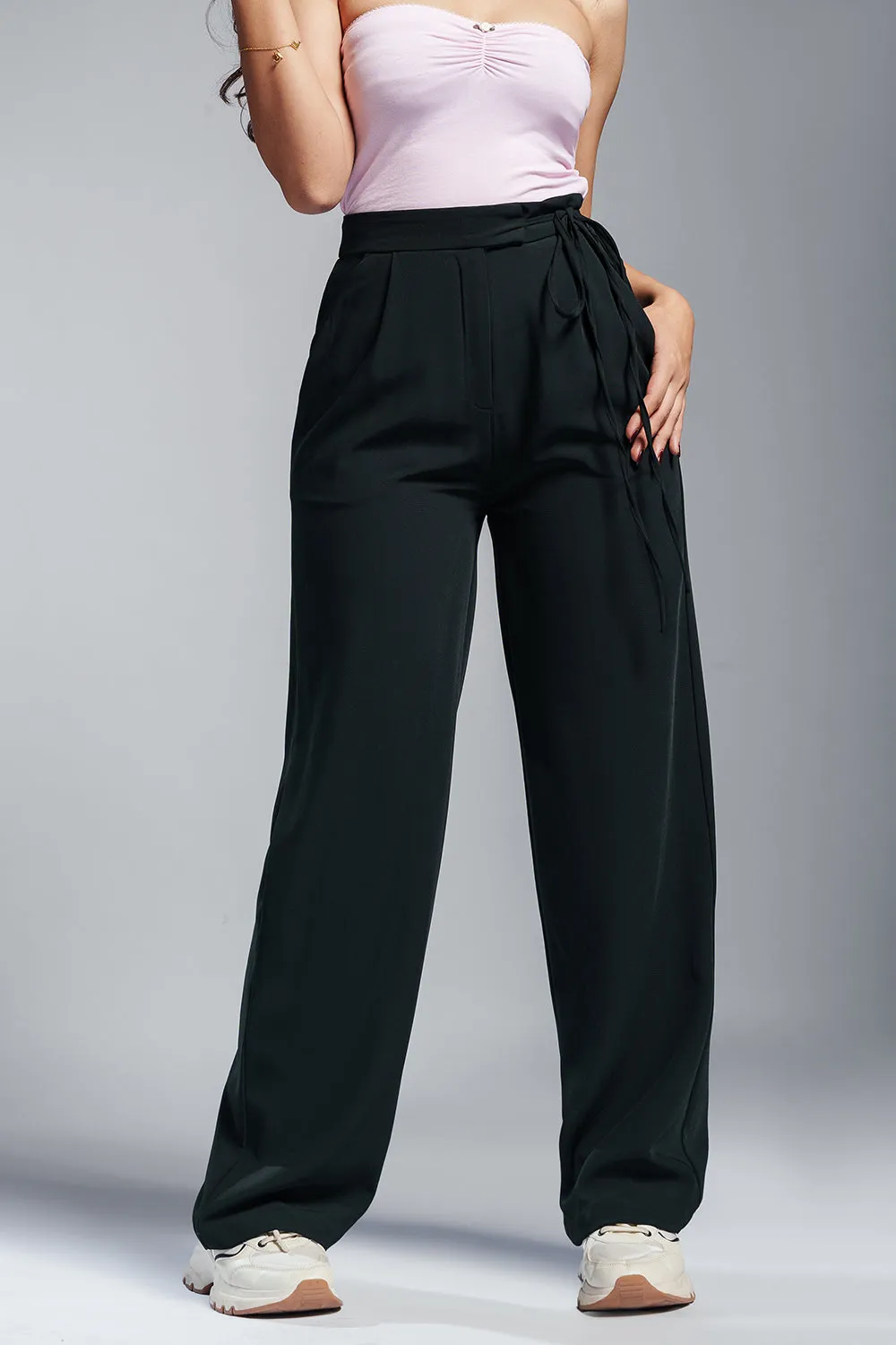 Nyx Black Tie-up Korean Pants