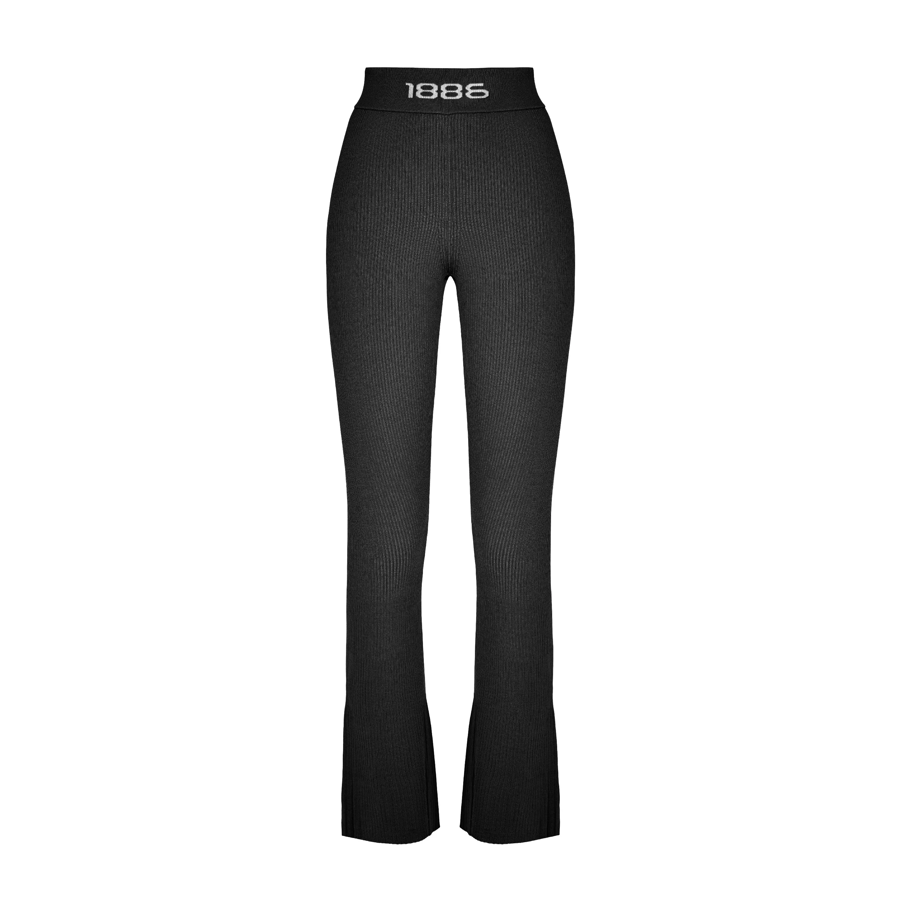 OMBRE KNIT FLARE PANTS- BLACK