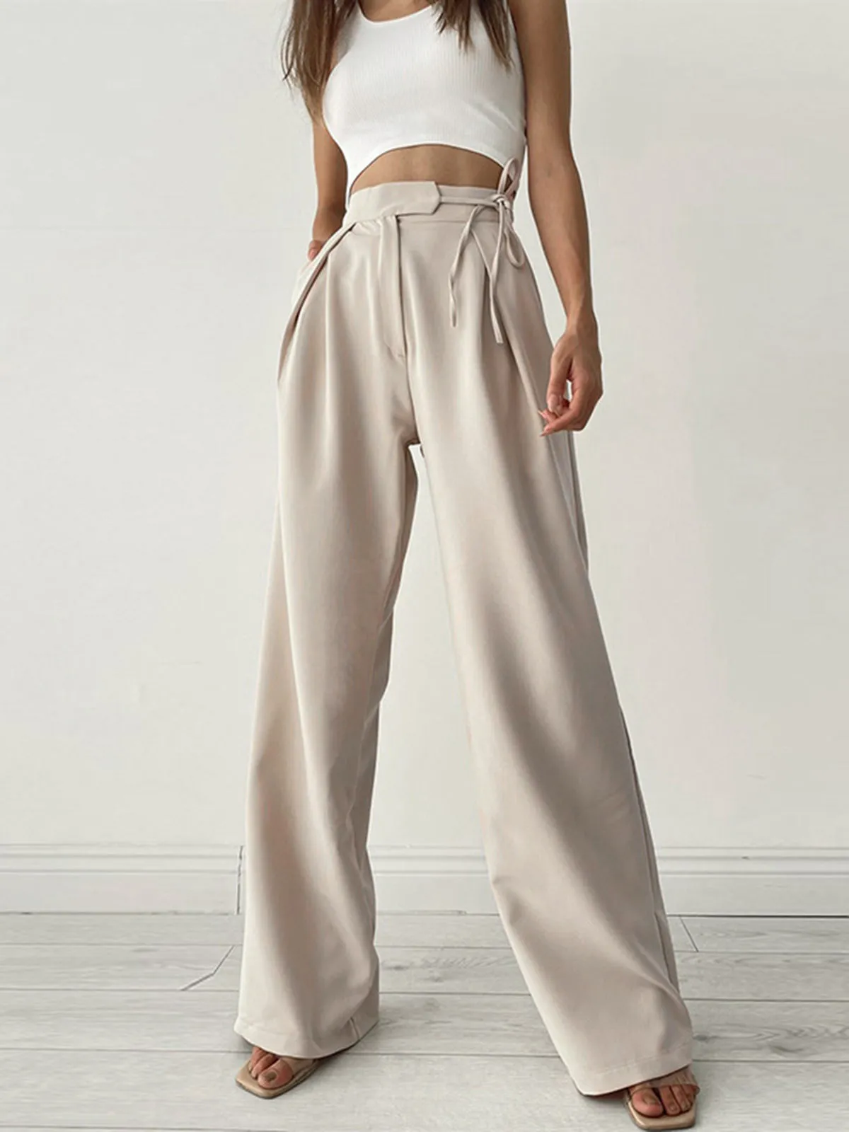 Palazzo Tied Wide Trendy Leg Dress Pants