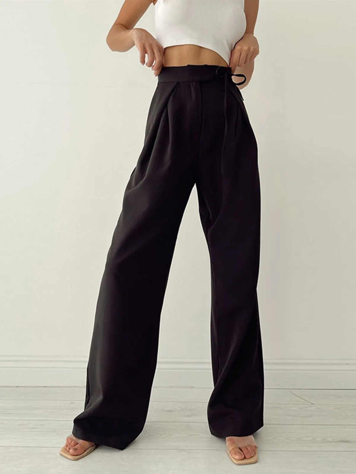 Palazzo Tied Wide Trendy Leg Dress Pants