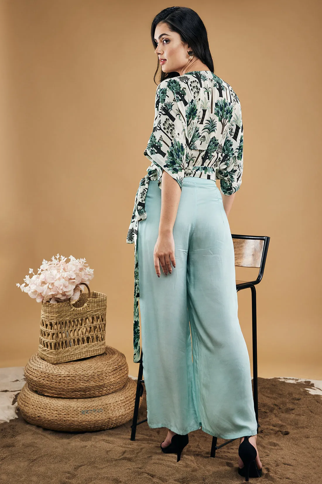 Palm Bay Printed Top With Drape Pants