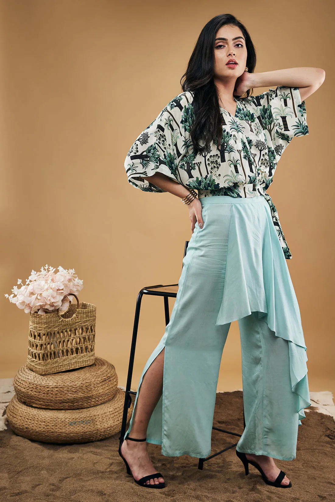 Palm Bay Printed Top With Drape Pants