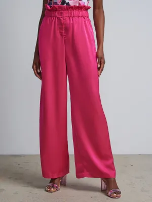 Paperbag-Waist Satin-Effect Palazzo Pant