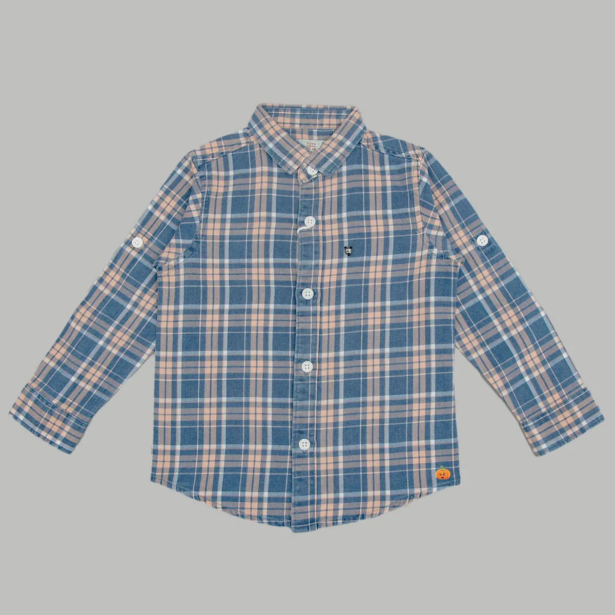 Peach Check Patterns Shirt for Boys