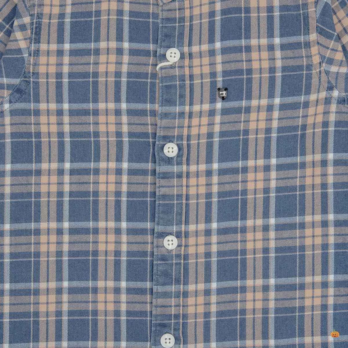 Peach Check Patterns Shirt for Boys