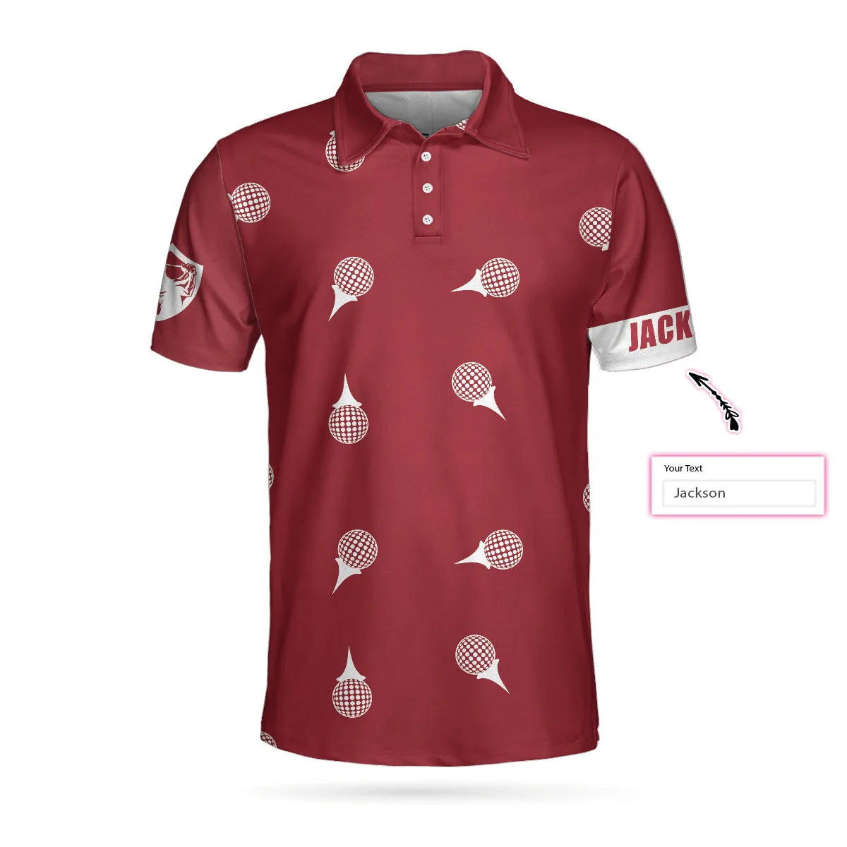 Personalized Red And White Golf Custom Polo Shirt, Golf Tee Pattern Polo Shirt, Cool Golf Shirt For Men Coolspod