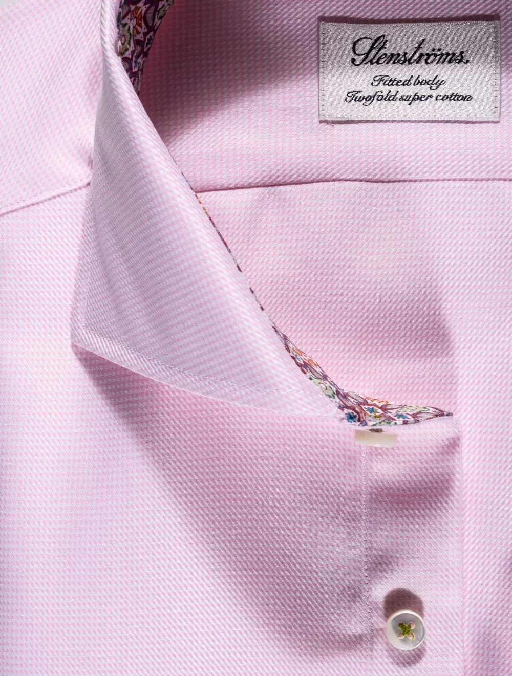 Pink Puppytooth Inlay Fitted Shirt