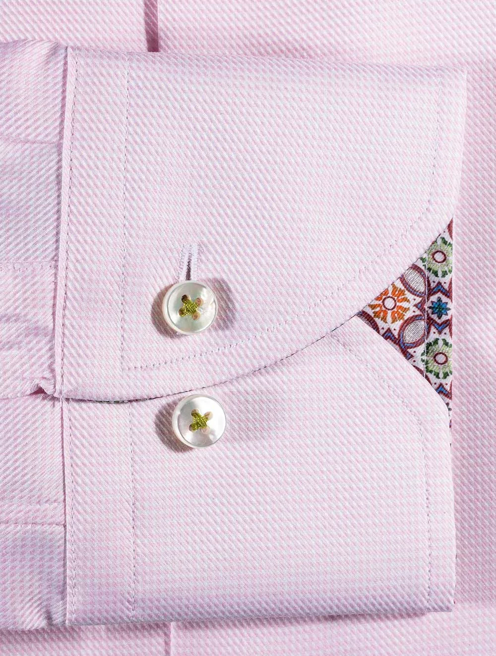 Pink Puppytooth Inlay Fitted Shirt