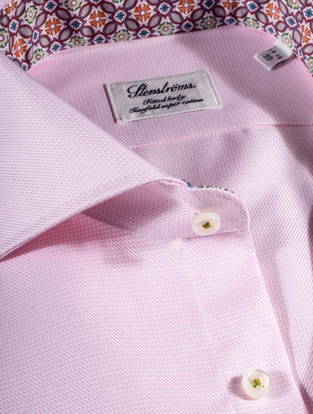 Pink Puppytooth Inlay Fitted Shirt