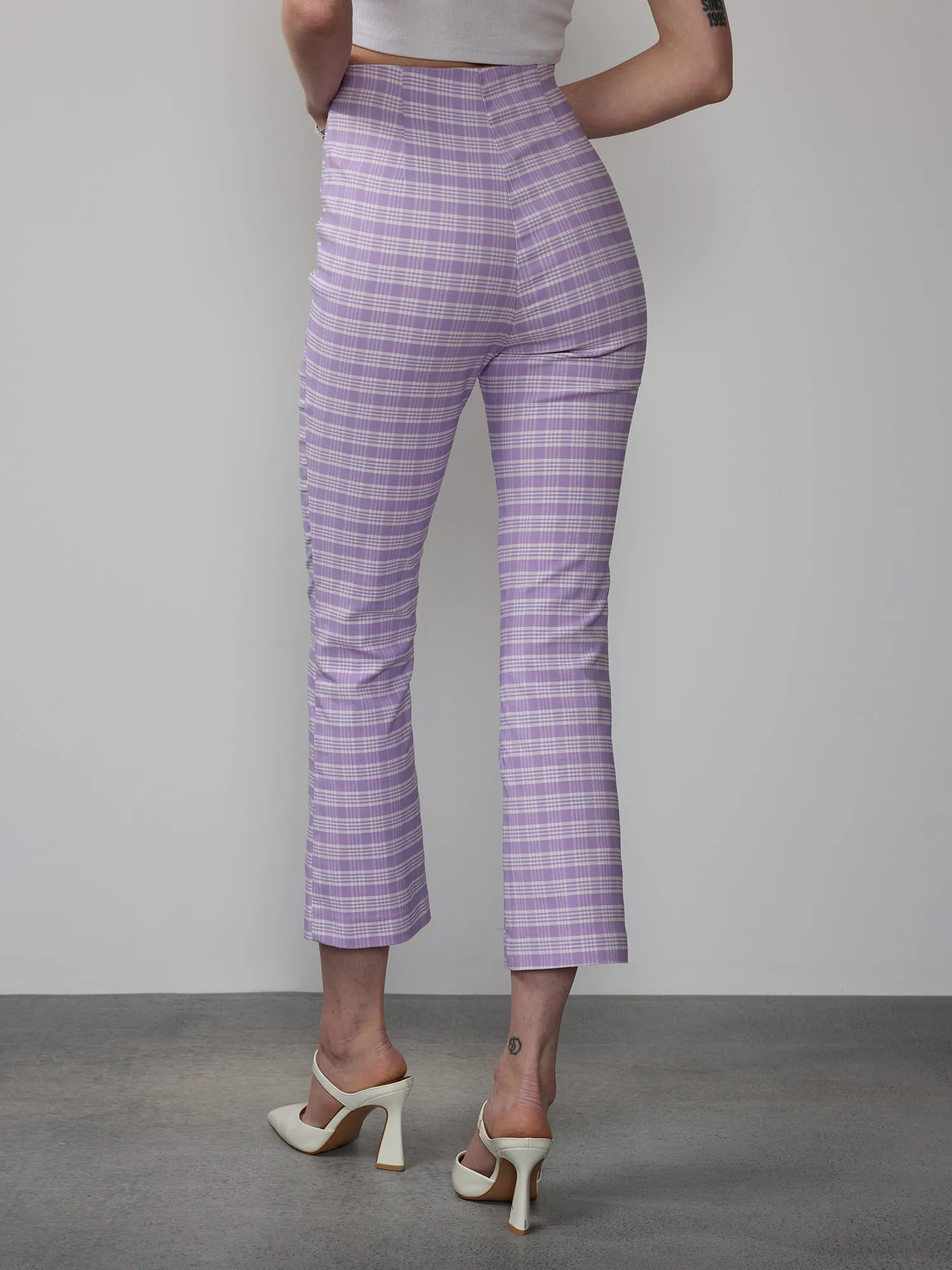 Plaid Slim Ankle Pants