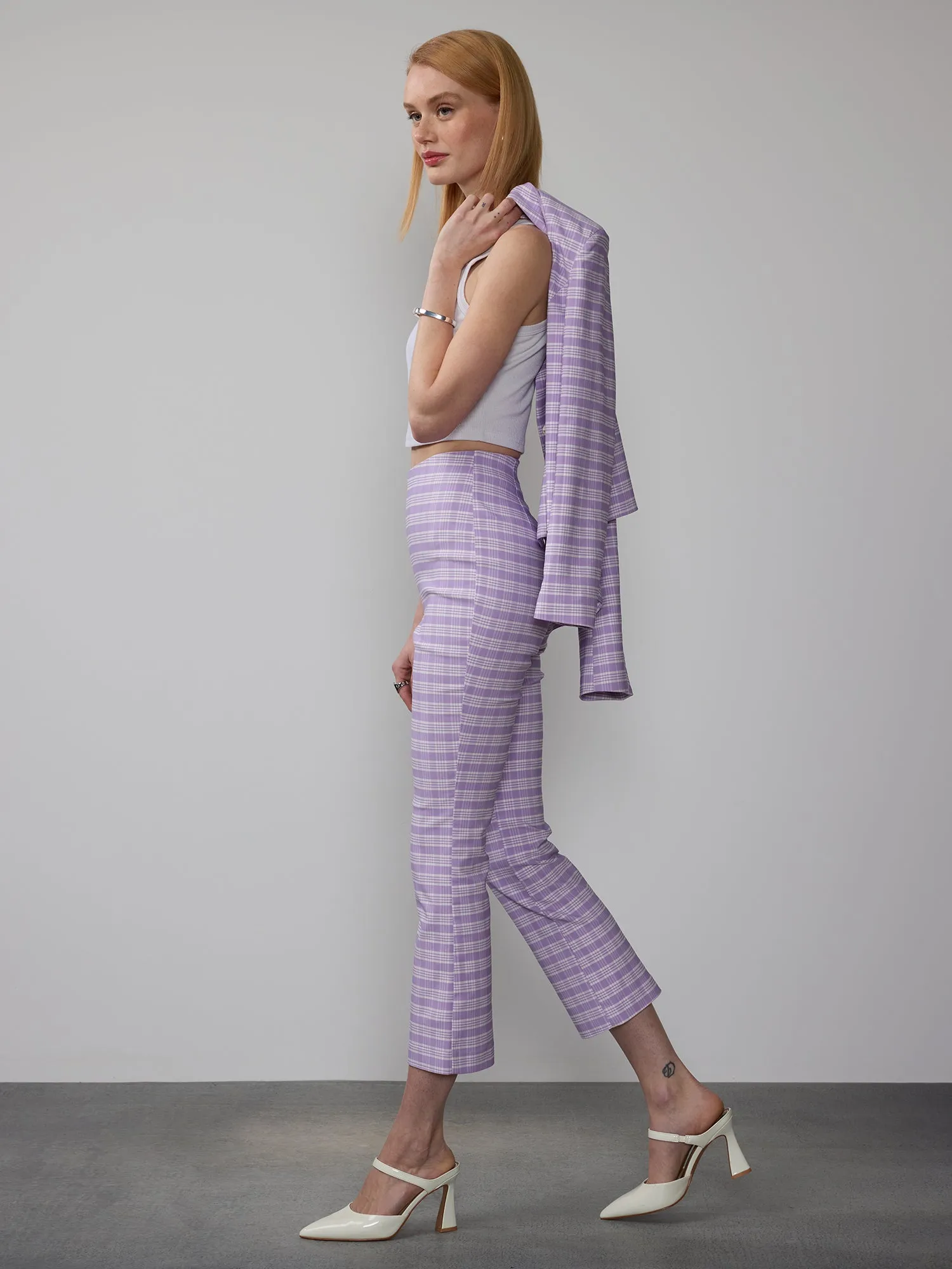 Plaid Slim Ankle Pants