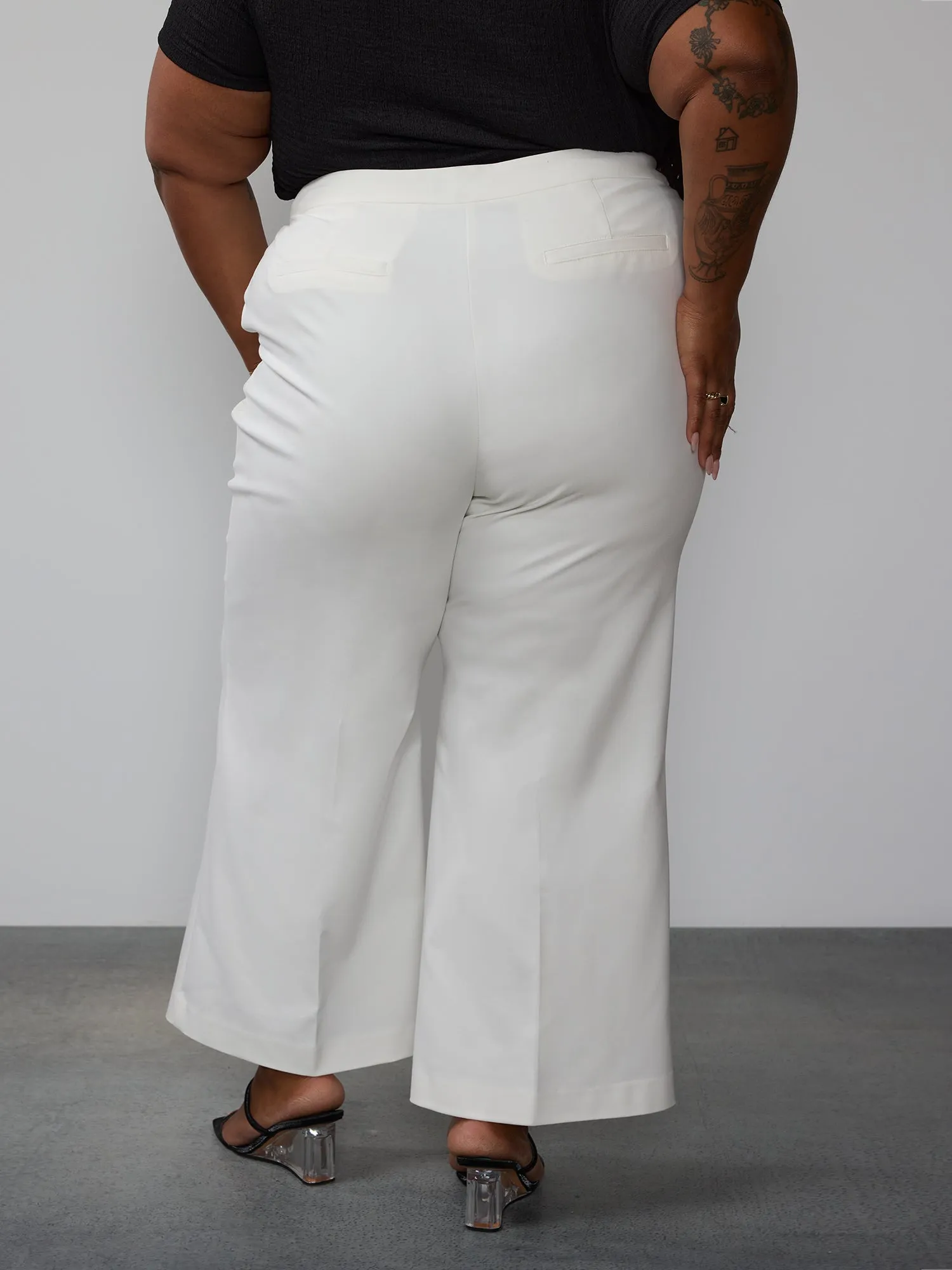 Plus Essential High Rise Wide Leg Pants