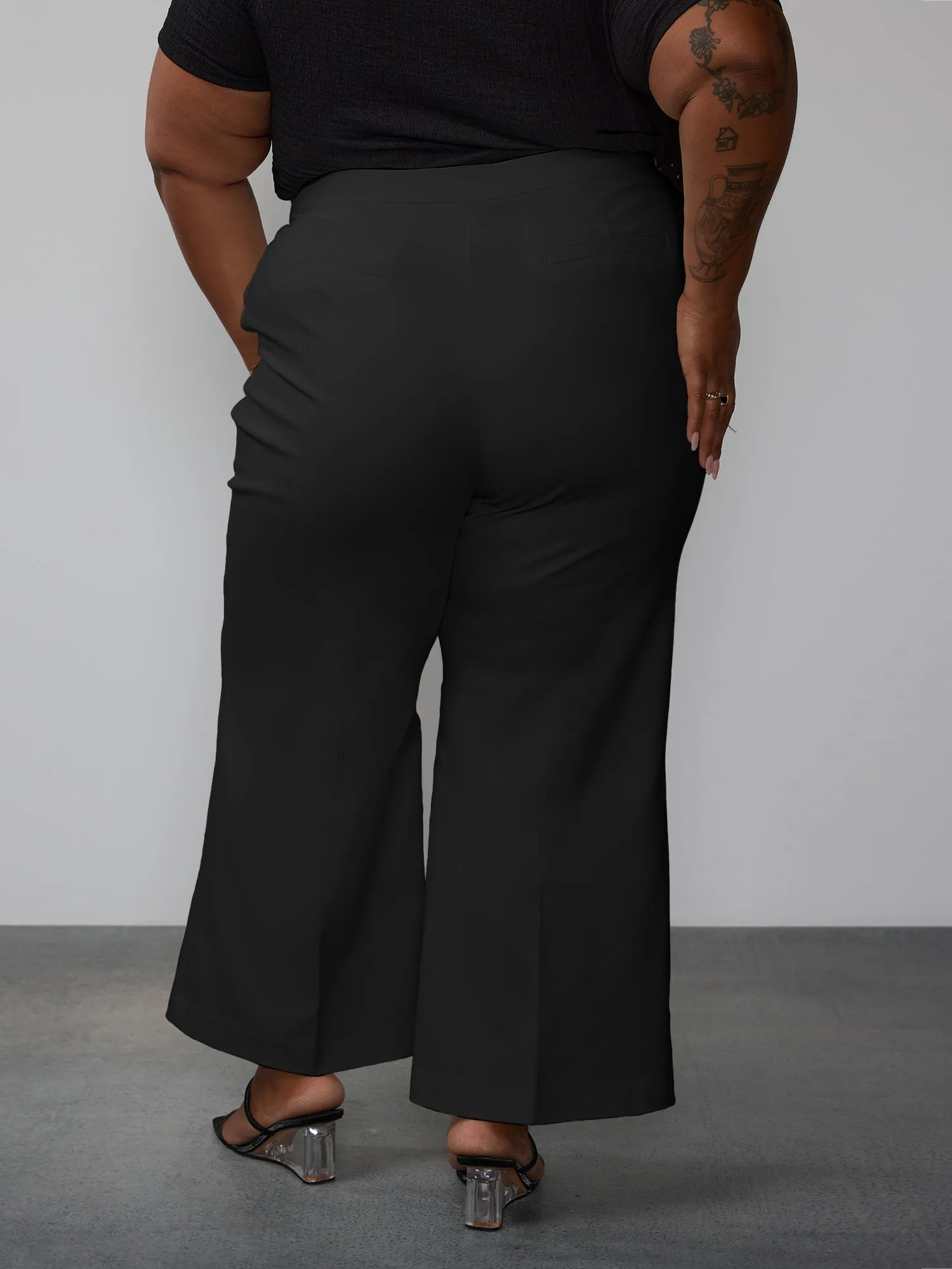 Plus Essential High Rise Wide Leg Pants