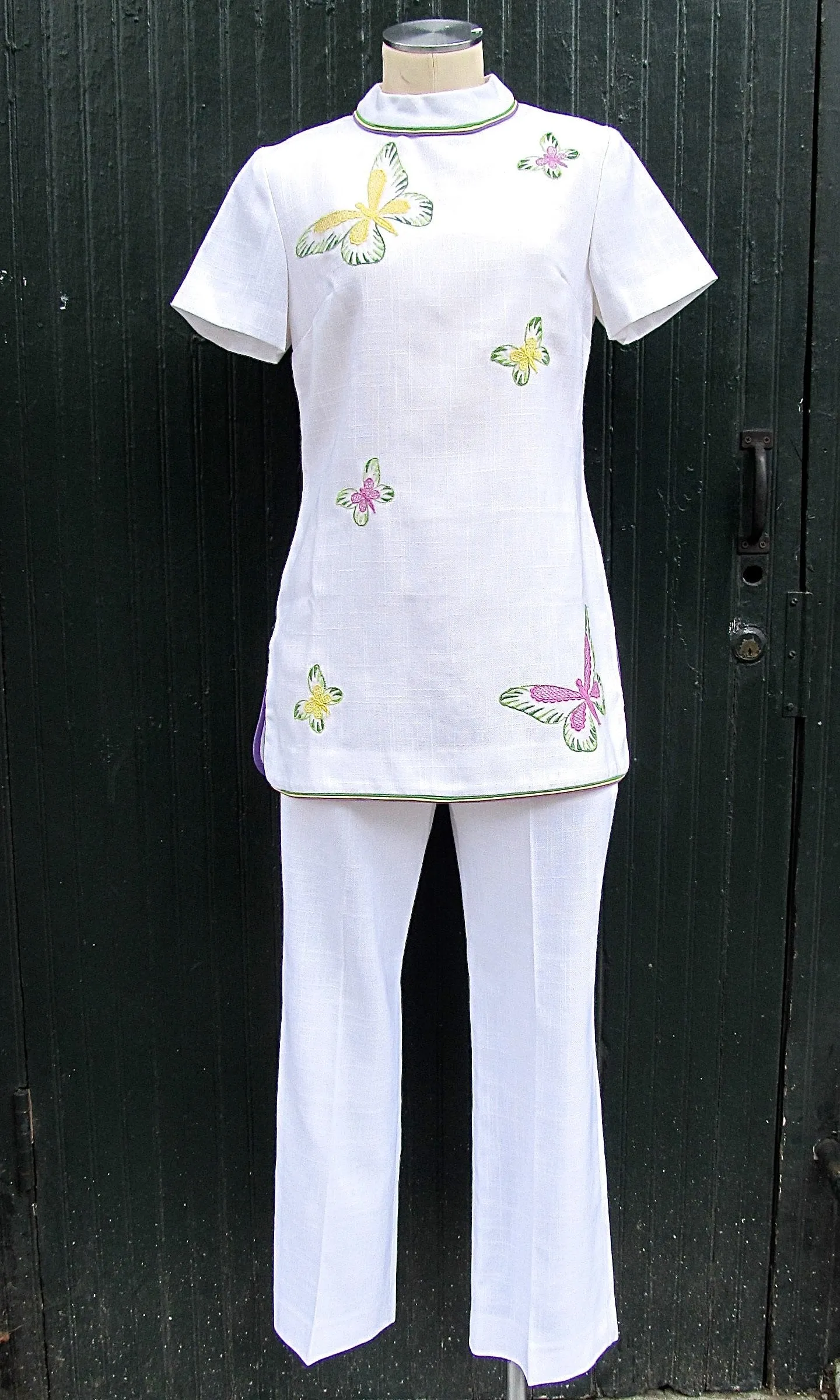 RESORT READY 1960s R&K Originals Butterfly Aplique Dead Stock Pants Set, Sz Small