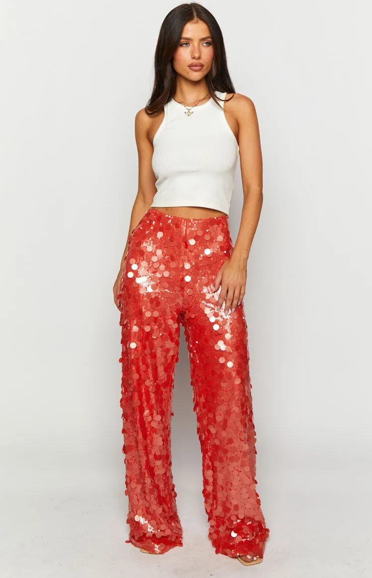 Saria Orange Sequin Pants