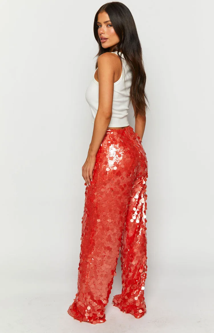 Saria Orange Sequin Pants