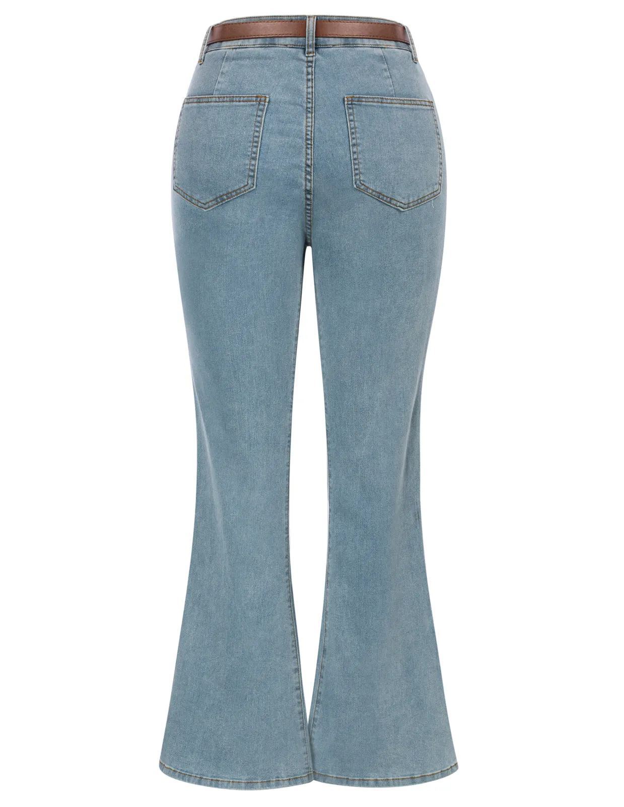 Seckill Offer⌛Vintage High Waisted Flare Jeans with Belt Bootcut Stretchy Denim Pants