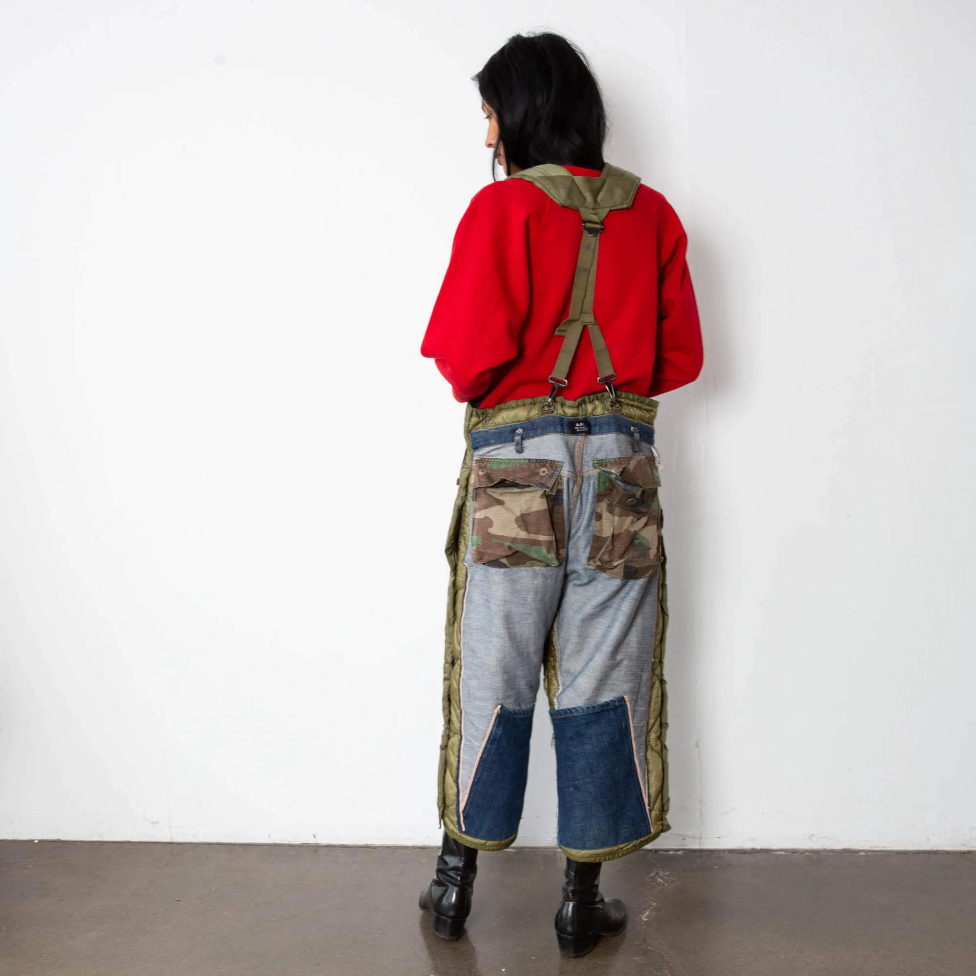 Selvedge   Camo   Quilted Suspender Pants