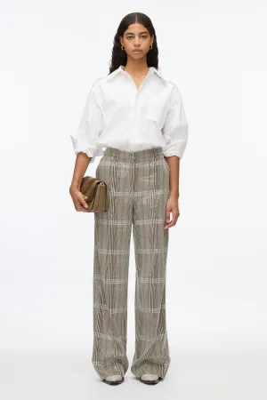 Sequin Plaid Wide Leg Trouser