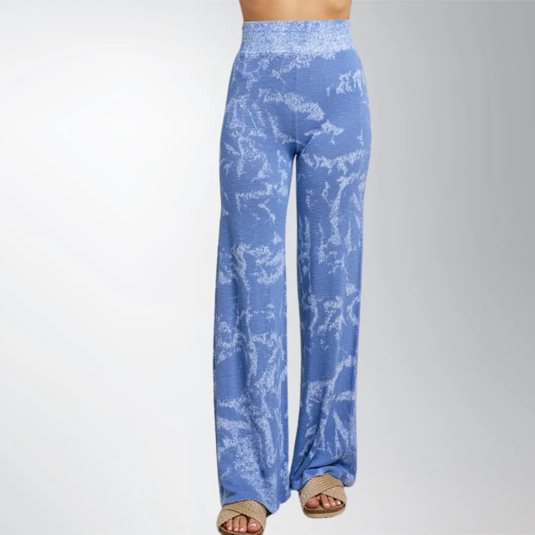 Shades of Blue Tie Dye Wide Leg  Pants Made in USA