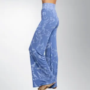 Shades of Blue Tie Dye Wide Leg  Pants Made in USA