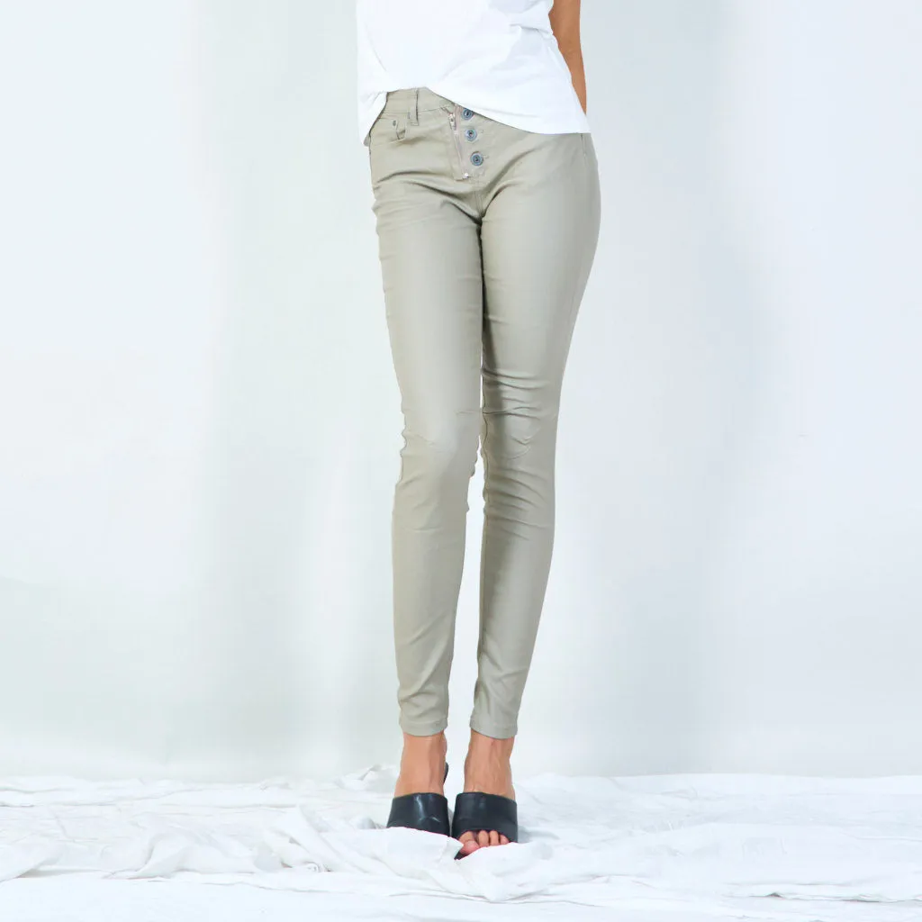 Slim-fit buttoned high-waist pants wholesale