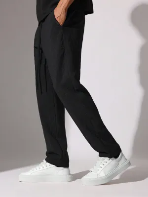 Slim Fit Textured Pull On Pants