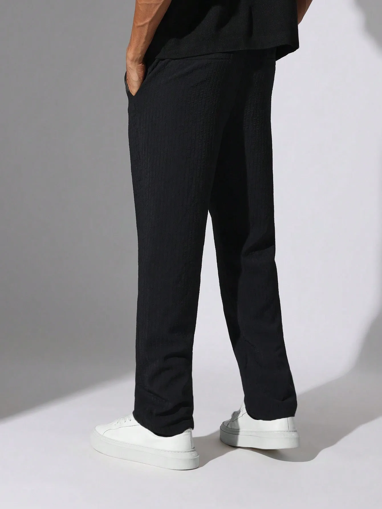 Slim Fit Textured Pull On Pants