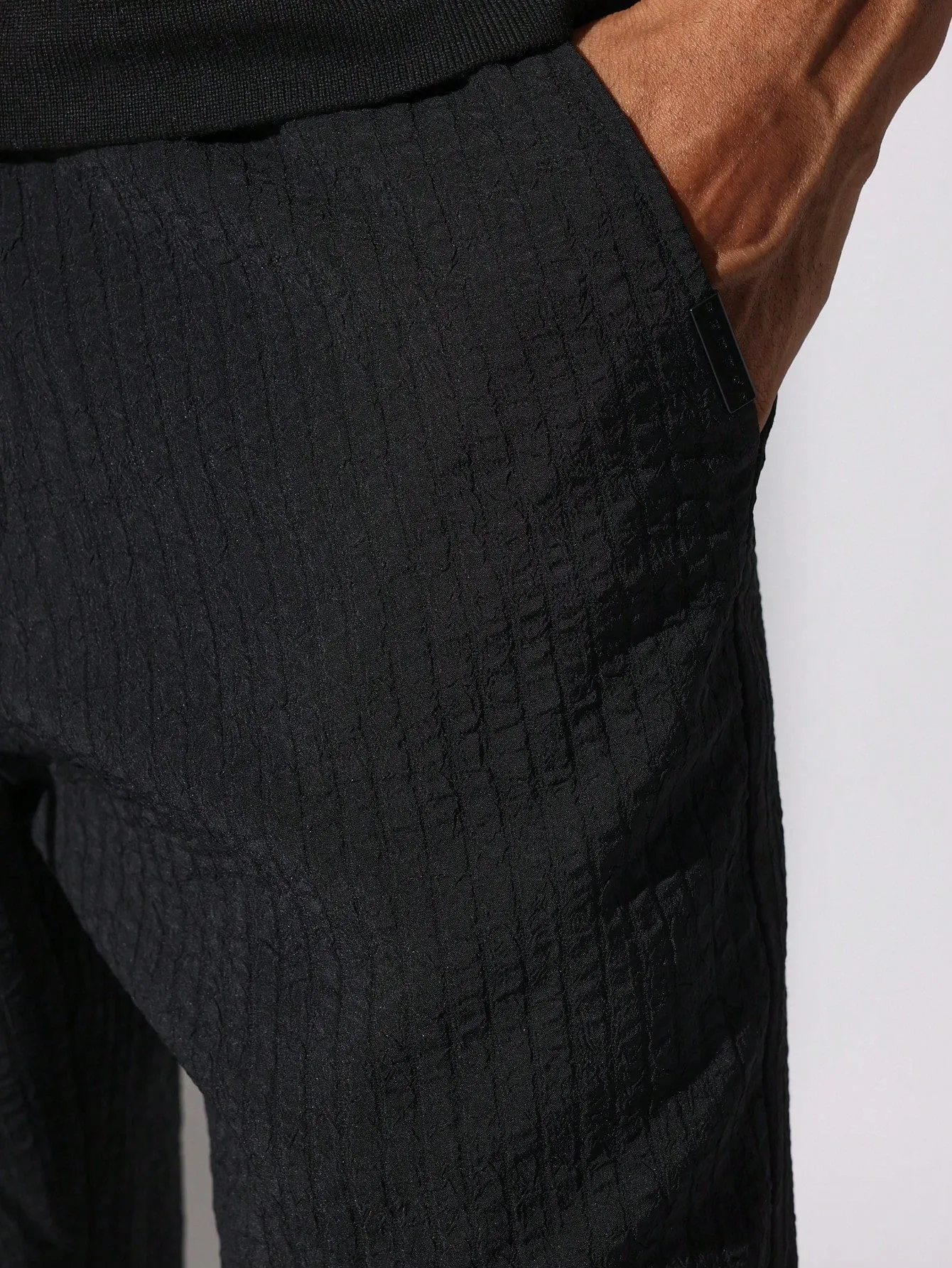 Slim Fit Textured Pull On Pants