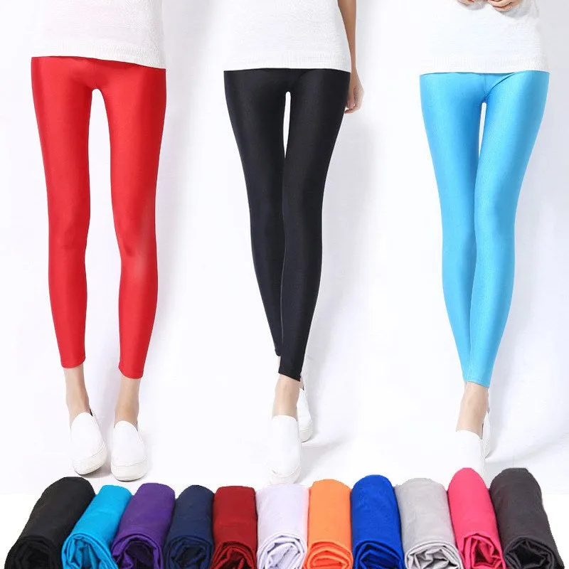 Solid Colour Shiny Women's Leggings