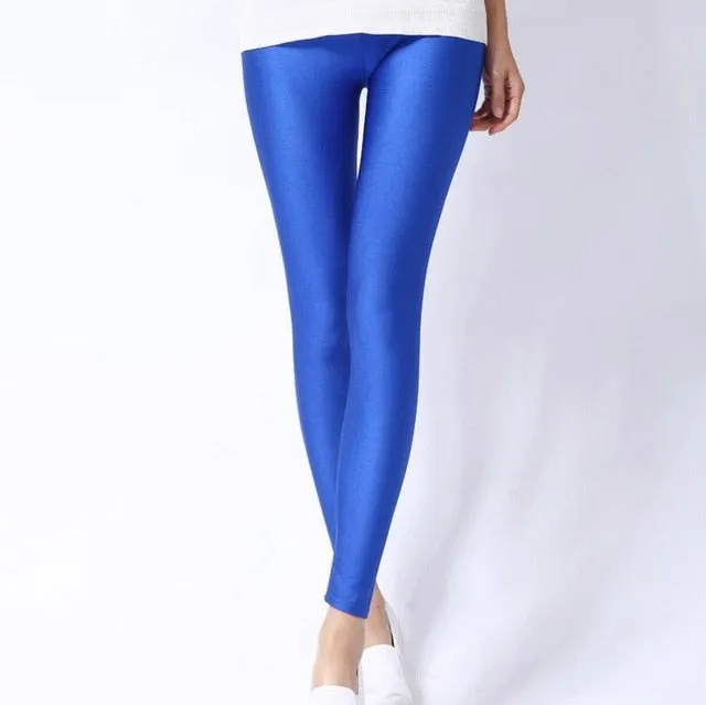 Solid Colour Shiny Women's Leggings