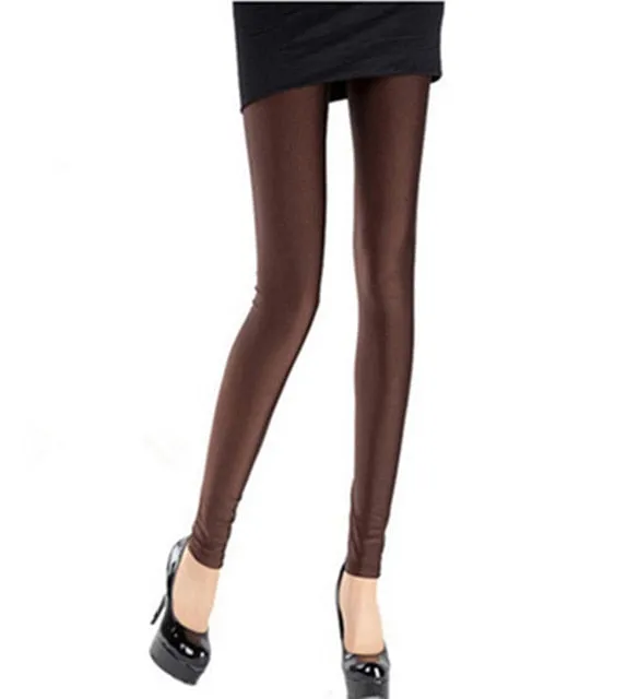 Solid Colour Shiny Women's Leggings