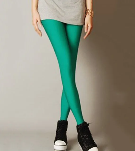 Solid Colour Shiny Women's Leggings