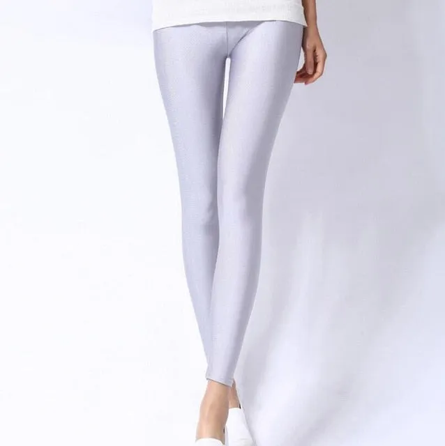 Solid Colour Shiny Women's Leggings